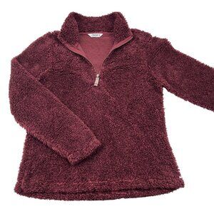 Mountain‎ Khakis Womens Burgundy Sherpa Quarter-Zip Pullover M Relaxed Fit